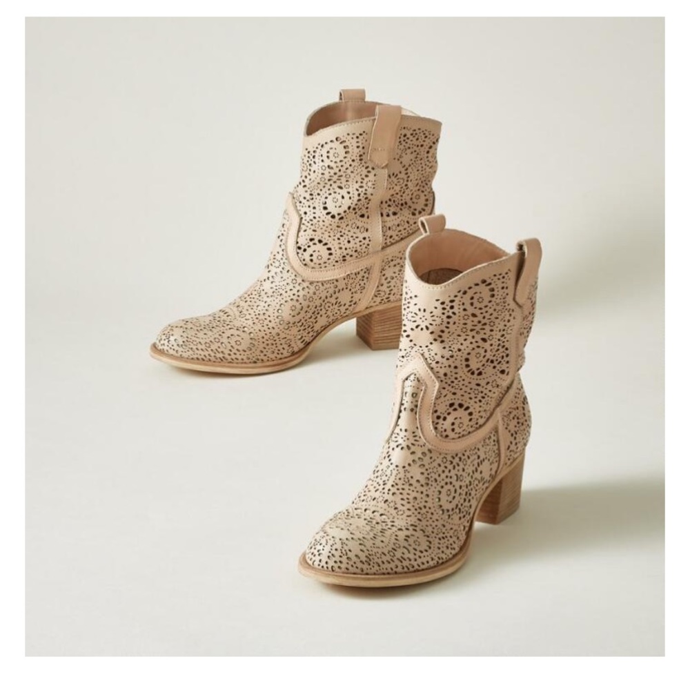 Sundance “Lovelace” Laser Cut Leather Western Booties